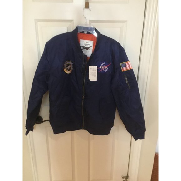 NASA Men's Bomber Jacket Air Sky Flight Jacket Windbreaker Outwear Lavnis XL NEW - Picture 1 of 4